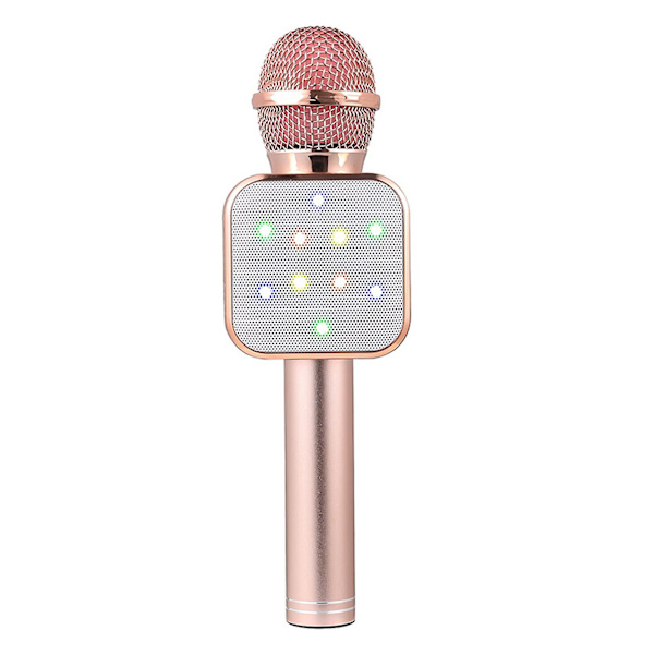 Bluetooth trådløs mikrofon LED-lys Håndholdt Karaoke ABS lydmikrofon for KTV Rose Golden