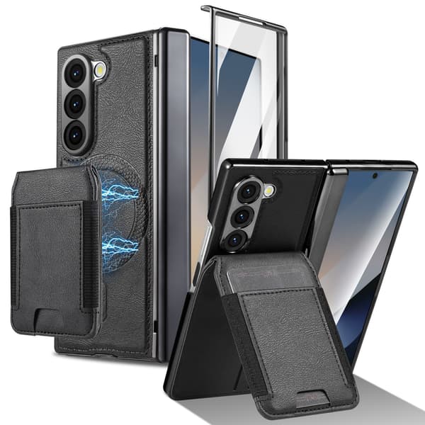 Fodral till Samsung Galaxy Z Fold 7, avtagbar plånbok, stöder MagSafe (kompatibel, svart) Black