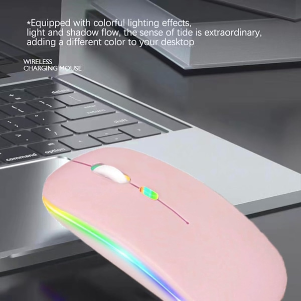 3 stk. LED Dual Mode Genopladelig Lydløs Ultratynd Laptop Mus med BT5.2 USB-modtager (Pink)