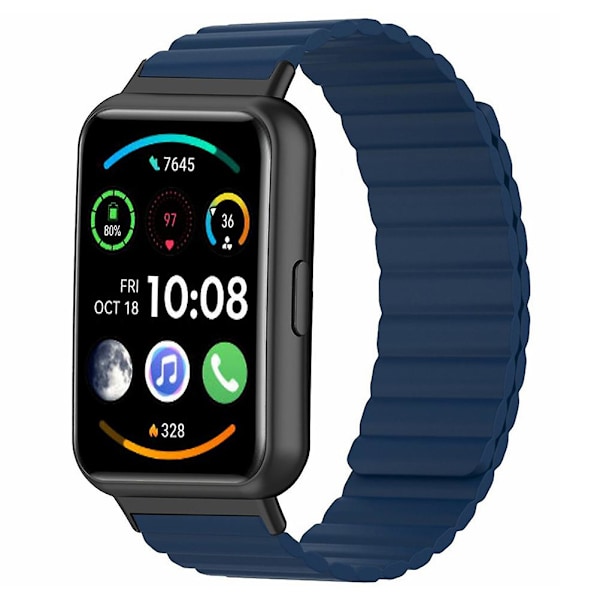 Magnetisk urrem i silikone, justerbar rem til Huawei Watch Fit 2 Dark Blue