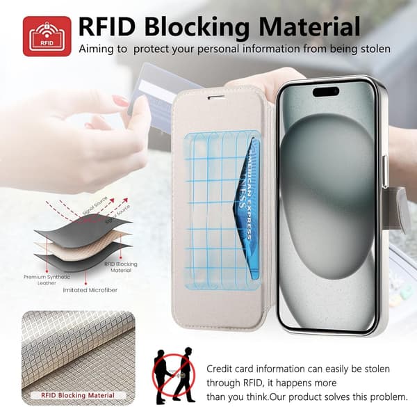 Etui til iPhone 16 Pro, med MagSafe avtakbar magnetisk flipp Silver