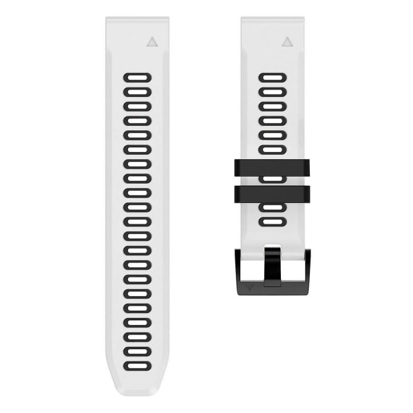 26 mm silikonikellon watch Garmin Fenix ​​5x Plus -puhelimeen White Black