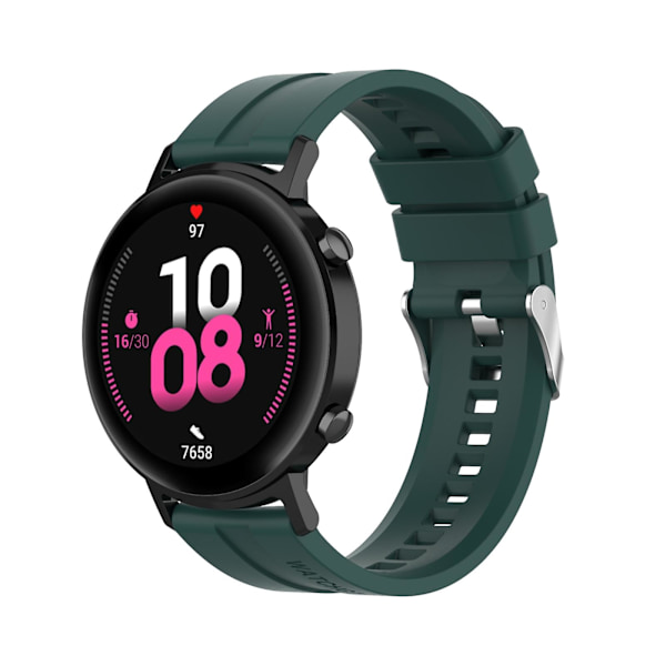 Til Huawei Watch GT 2 42mm Watchband med Sølvspænde Dark Green
