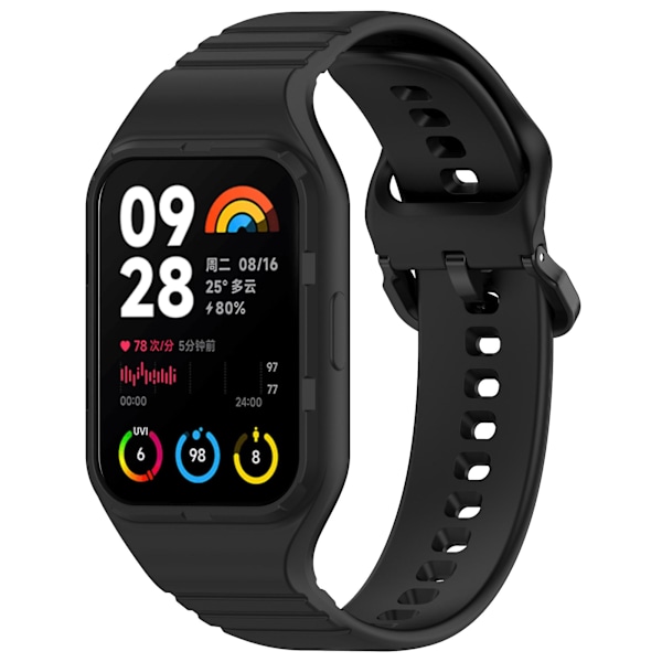 Til Xiaomi Smart Band 8 Pro - Let Justerbar Rem til Ur - Fleksibel Silikonerem Black