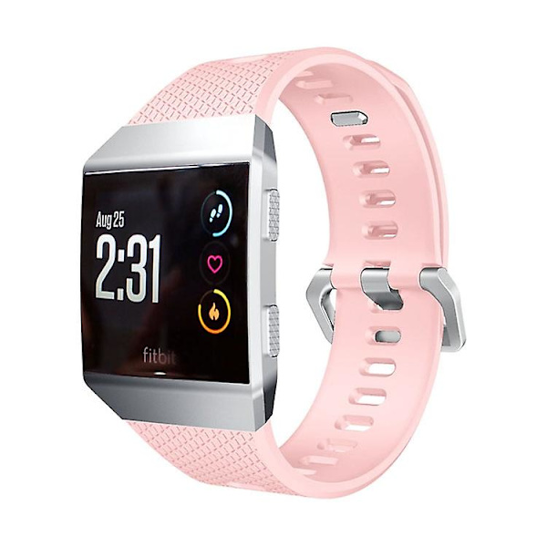For Fitbit Ionic Herringbone Texture Soft Silicone Watch Strap Replacement Watchband Pink E Fitbit Ionic