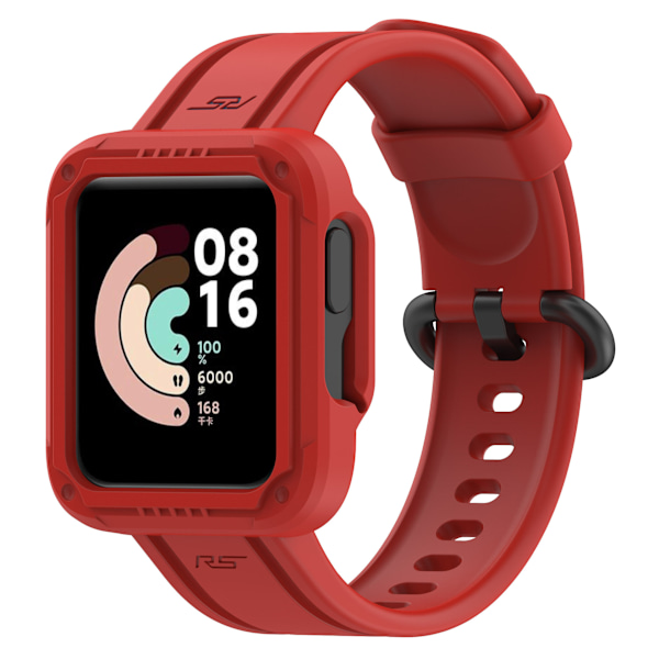 Passer for Redmi 1/Mi Watch Lite/Redmi 2/Mi Watch2 Lite Monokrom Silikon Integrert Klokkearmbånd Red