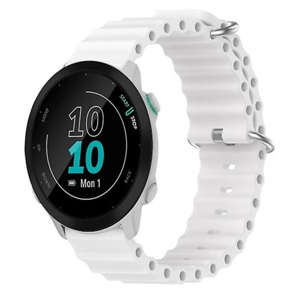 Til Garmin Forerunner 55 20mm Ocean Style Silikone ensfarvet urbånd BWC White
