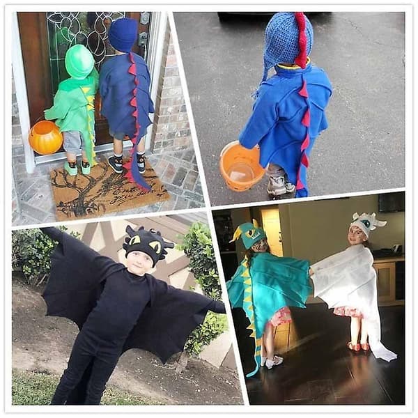 Børnekappe-sæt Dinosaur Cosplay Kappe Hat Maske Kostume Blue