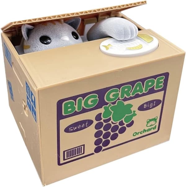 Spargris Crafty Cat, batteridriven barnleksak (druva)
