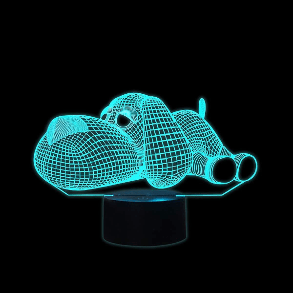 3D Illusion Light Nattlys for barn, 7 farger LED-lampe på nattbord til hund for søvndekorasjon (svart)