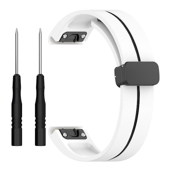 20mm silikoneurrem til Garmin Fenix 7s/6s/5s, magnetisk rem sort spænde dobbelt farve White Black