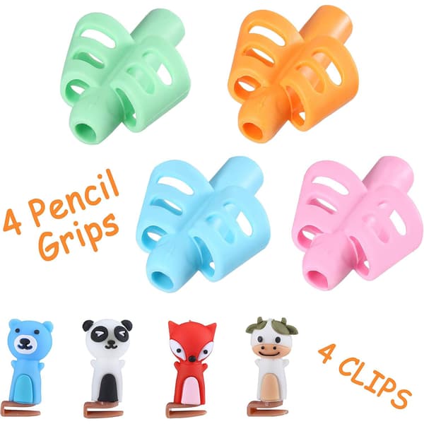 Pennskaft för barns handstil, 4-pack med 4 klämmor, skolmaterial