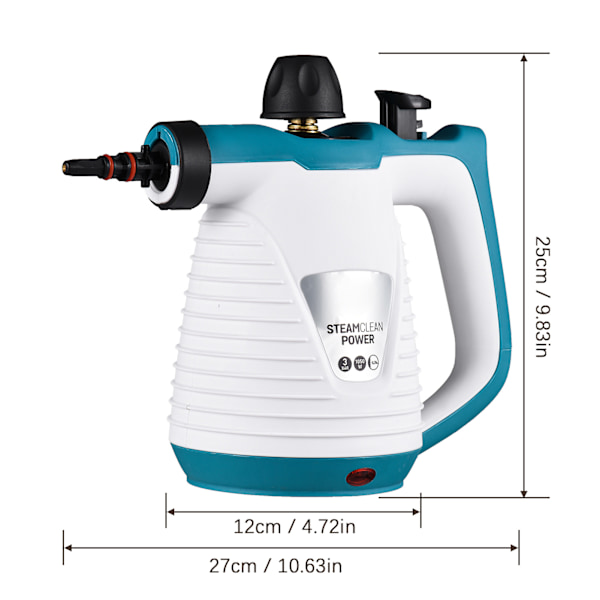 Steamrenser 1050W 135°C, 350 ml vanntank, 2,6-3,2 bar damptrykk, med 2,8 m strømledning