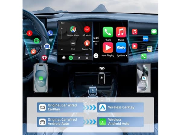 Carplay Adapter 2-i-1, Til Biler Med Carplay, Til iOS 10 Og Android 11