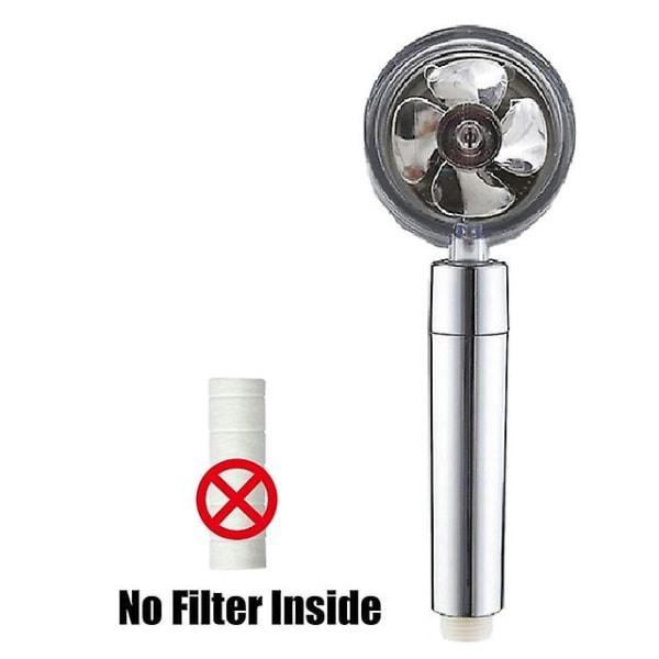 Ny turbopropeller duschhuvud vatten sparar högtrycksflöde 360 ​​grader med fläktförlängning duschhuvud regn med hållare B-silver
