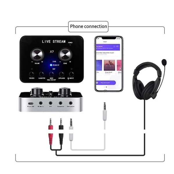 X7 lydkort stemmeveksler mobiltelefon og datamaskin kompatibel med ekstern elektronisk taleanropsmikrofon Live lydkort