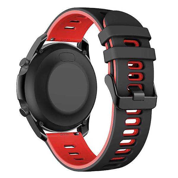 22mm kaksivärinen silikoniranneke Samsung Galaxy Watch3 45mm / Garmin Venu 3 -rannekkeelle Black Red