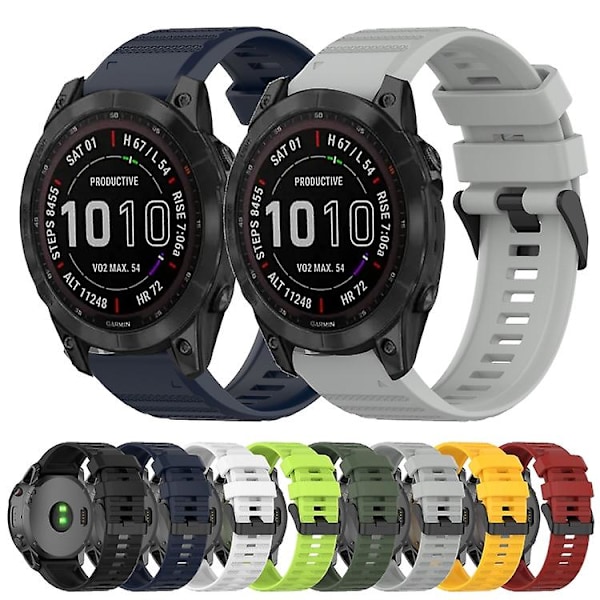 Garmin Fenix ​​7 Sapphire Solar 22mm vaakasuora rakenne silikoni watch ranneke irrotustyökalulla STZ Navy Blue