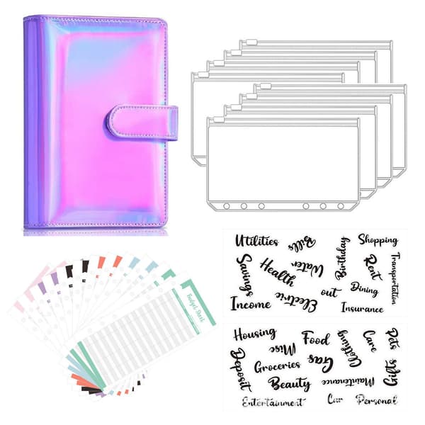 Notesbog - A6 Budgetmapper Pu Læder Planner Organizer (Lilla)