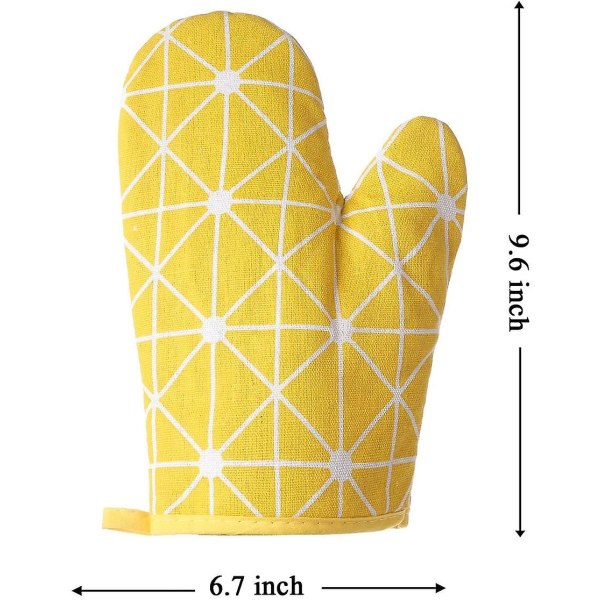Ovnhandsker og grydelapper med genanvendt bomuldsfyld Silikone skridsikre madlavningshandsker (4 stk sæt, gul)
