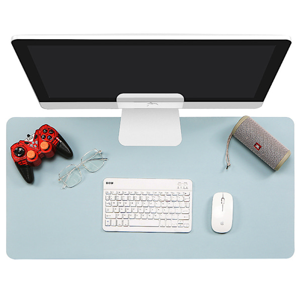 Skrivbordsunderlägg Halkskyddande Musmatta Vattentät PU-Läder, Lätt att Rengöra Laptop Skrivbordsunderlägg för Kontorsarbete/Hem 100*50Cm Light Blue