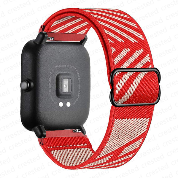 20 mm/22 mm bånd for Amazfit Gts 4//2/2e/3/gts2 Mini/gtr 4/3/pro/gtr2/47 mm/stratos Nylon elastisk klokkearmbånd Amazfit bipsrem 20mm gray red