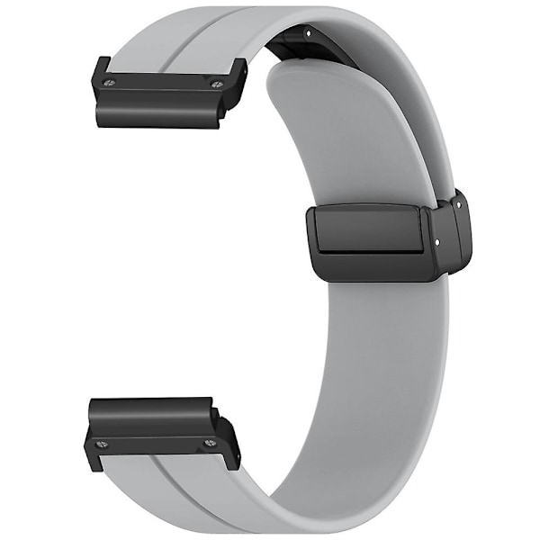 For Coros Vertix 2 / Garmin Fenix 7X / 6X / 5X 26mm Ranneke Magneettisella Soljella Silikonihihna Grey