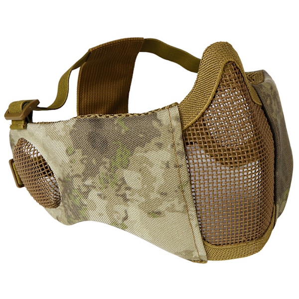 Vikbar Taktisk Halvmask med Nät och Öronskydd （A-Tacs AT）