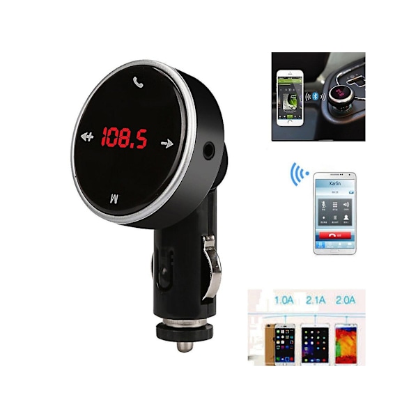 Bluetooth FM-sender med LCD-display og USB-oplader til Android/iPhone - Mp3-afspiller og håndfri opkaldstilbehør,