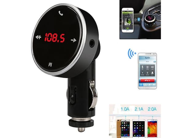 Bluetooth FM-sender med LCD-skjerm og USB-lader for Android/iPhone - MP3-spiller og handsfree-samtaletilbehør,