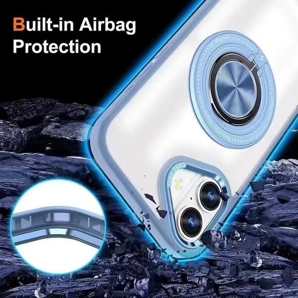 Etui til iPhone 16 Plus 360 Magnetisk Ringholder Anti-fall Beskyttelsesdeksel Light Blue