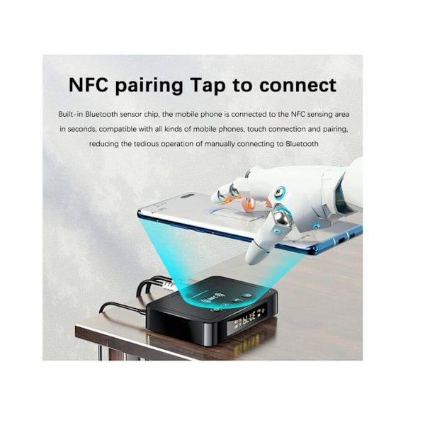 Bluetooth-adapter, NFC Bluetooth-lydadapter 3 i 1 Bluetooth 5.0 Sender Mottaker, USB Bluetooth-adapter