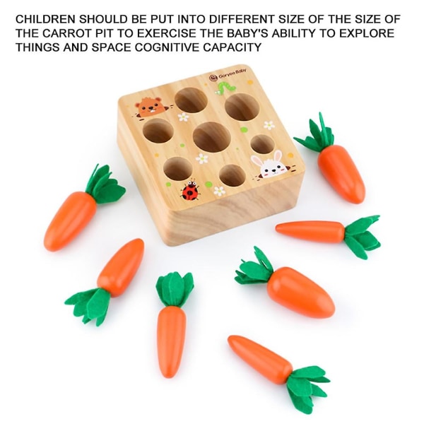 Treleketøy Montessori Form Størrelse Sortering Puslespill Gulrotfargeboks Høsting og utvikling Den beste gaven til din