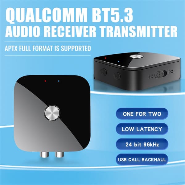 Bluetooth-mottaker 2-i-1 kompatibel Aptx 5.3 adaptiv lydadapter