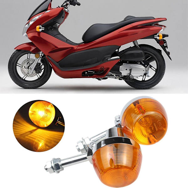 1 par M10 Blinklys Sikker Super Bright 12V Amber Farge Lys Motorsykkel Indikatorlampe Kompatibel med Honda C70 Ct70 Ct90