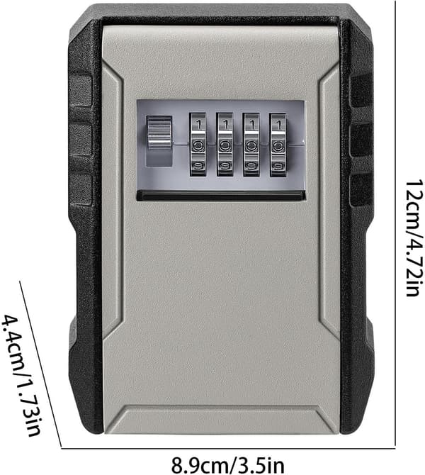 4-cifret kombination XL nøgleboks, 5 x 3,9 x 2,55 tommer Gray