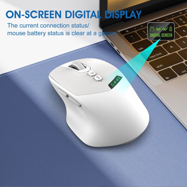 Gamingmus, med OLED-skærm, Bluetooth- og USB-dobbeltforbindelse, støjsvagt design (mælkete-farve)