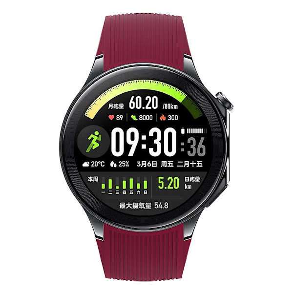 For Oppo Watch X udskiftning blød silikone rem justerbar urrem Wine Red