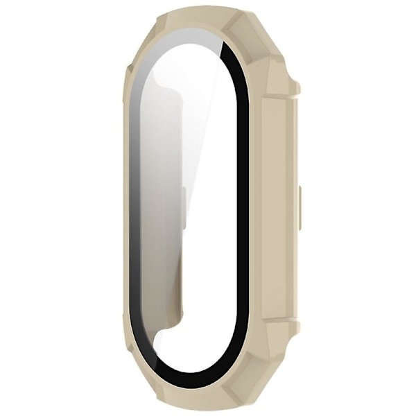 För Mi-Band 8 Full Edge-Screen Protector Case Watch Bumper-Shell Dammtätt cover Ivory white