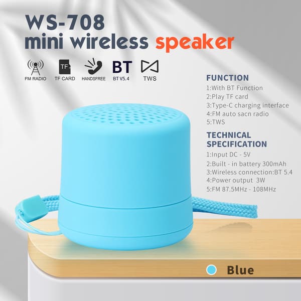 Bluetooth-kaiutin Ws-580 Mini langaton kaiutin, FM-radio (sininen)