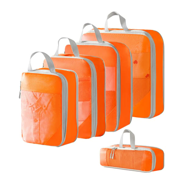 Kuffert Organizer Taskesæt, Komprimeret Mesh 5-pak (Orange)