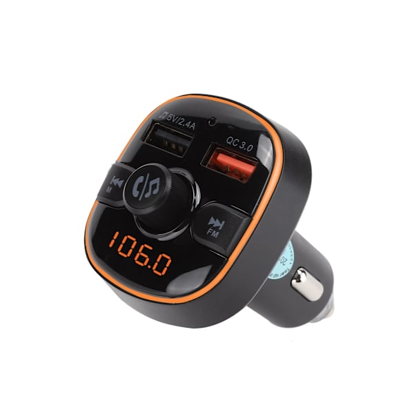 Bluetooth 5.0 Håndfri Bilsæt Musik Mp3-afspiller Audio FM-sender Modulator Sort