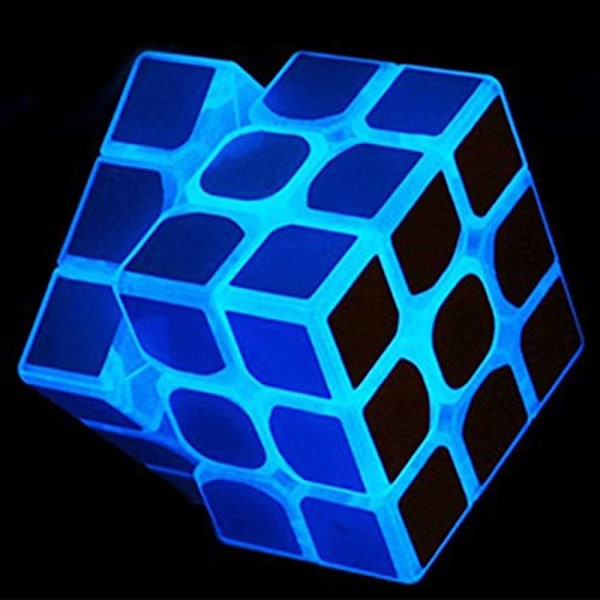 3X3 Fluorescerende Speed Cube Gløder I Mørket Magic Speed Cube Hjernepuslespil Iq Puslespil Blå Fluorescerende