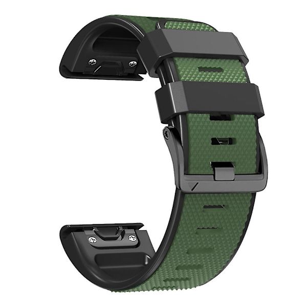 Dual-farge klokkebånd for Garmin Fenix 7 / Forerunner 965 / 955 / 945 / 935, diamanttekstur silikon erstatningsstropp Army Green Black