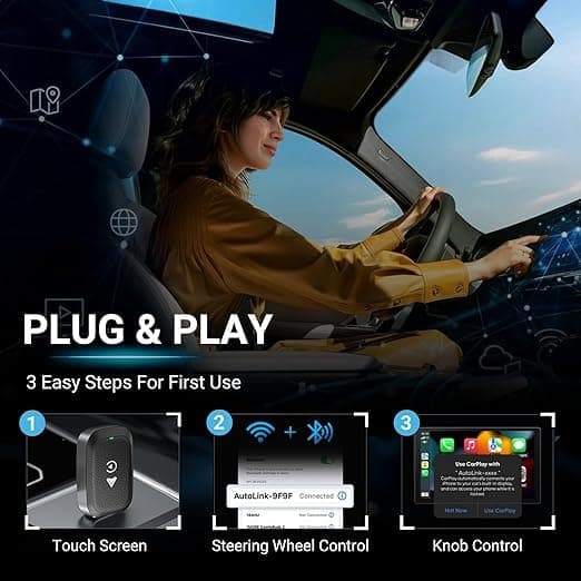 2-i-1 Trådløs CarPlay-adapter til CarPlay og Android Auto, kablet til trådløs CarPlay