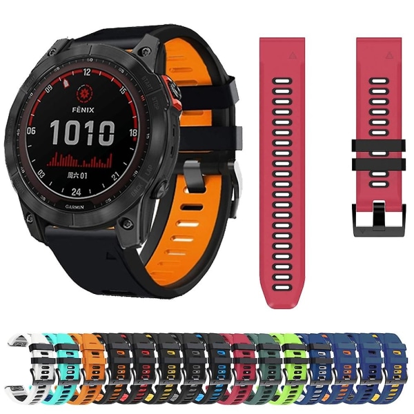 26 mm silikonklokkerem for Garmin Descent Mk2 Black Orange