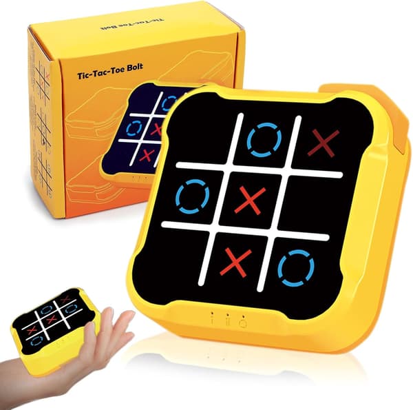 Tic Tac Toe-spill for barn: 4-i-1 bærbart sensorisk puslespill (gul) Yellow