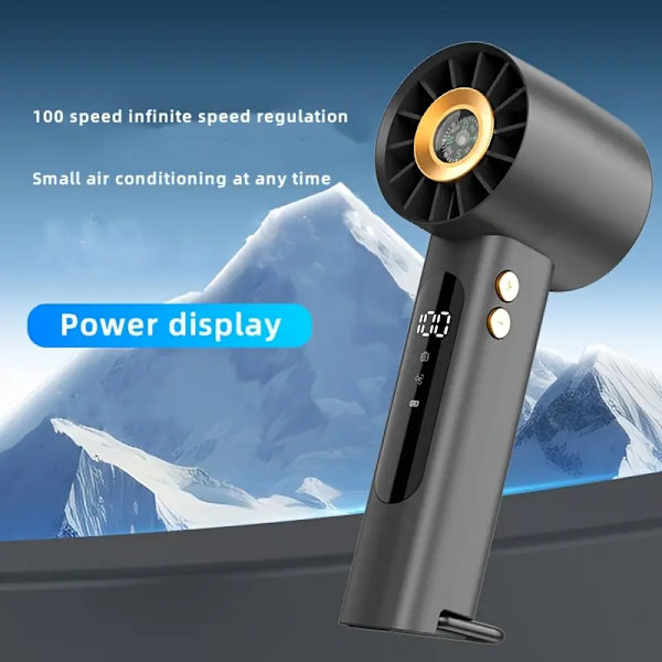 Tuuletin - 1800 Mah Kompakti Turbo-tuuletin digitaalinäytöllä ja kompassilla (harmaa)