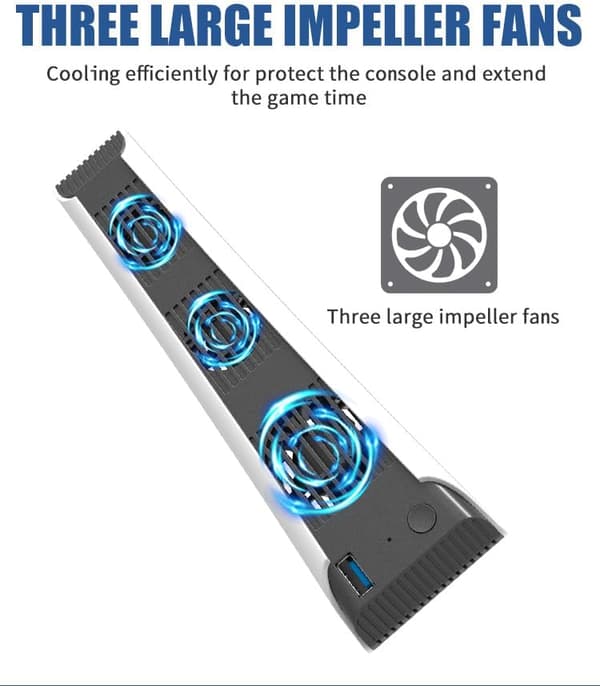Kjølevifte - 5 blader, kompakt design og stillegående drift for PS5-konsoll