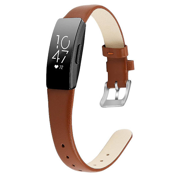 For Fitbit Inspire / Inspire HR älykellohihna, ylin kerros naudannahkaa, rannehihna, KOKO L-6,7-8,1 tuumaa Brown